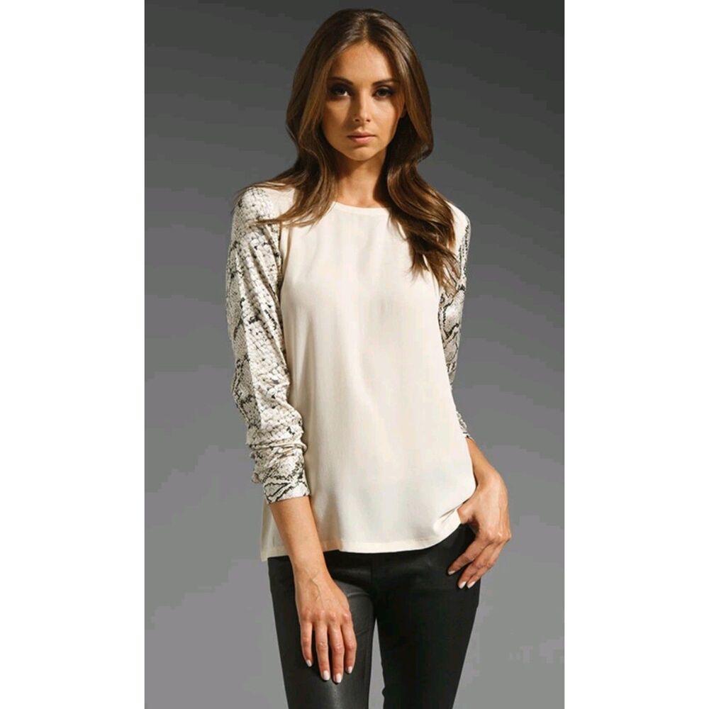 EQUIPMENT Liam Python Contrast Blouse 100% Silk Minimalist Modern Luxury XS